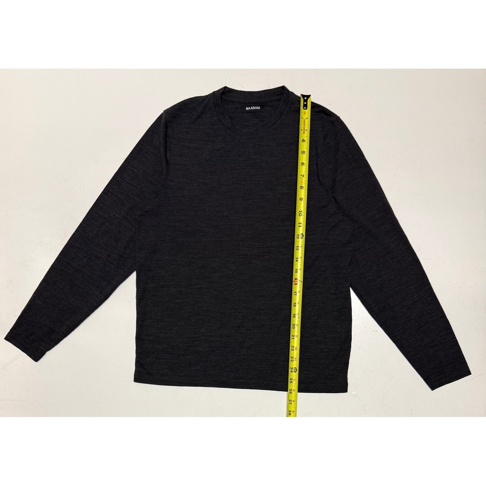 Naadam Mens Wool Blend Long Sleeve Crewneck Shirt Charcoal Gray Size M RN145136